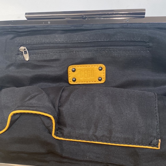 Bedd Yellow Pouch Bag Fold Over Large Golden Clutch - Picture 10 of 11